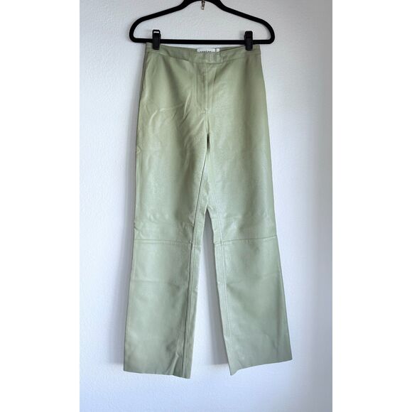 Sovere Influence Faux Leather Mid-Rise Boot Leg Pants in Green Tea Size Small - Picture 6 of 14